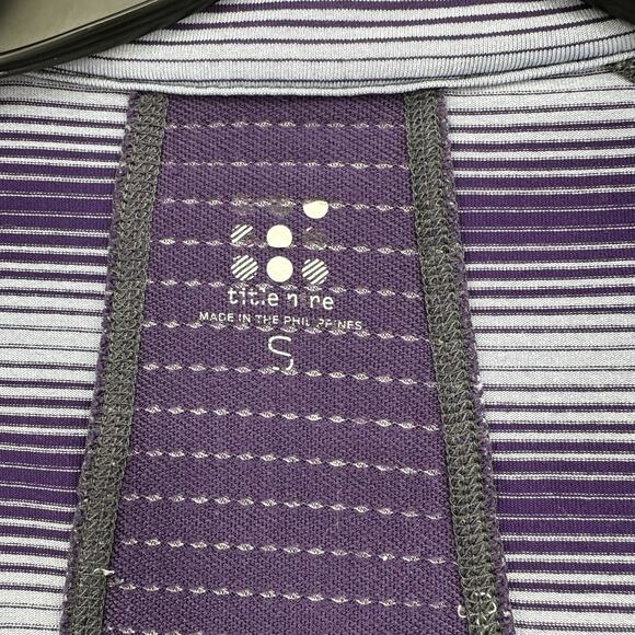 Title Nine Sweater Womens Small Full Zip Top Purple Stripes Jacket Thumbholes - Picture 5 of 9